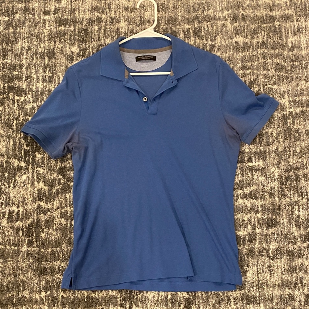 Banana Republic Men’s Luxury-Touch Polo Shirt (Blue)